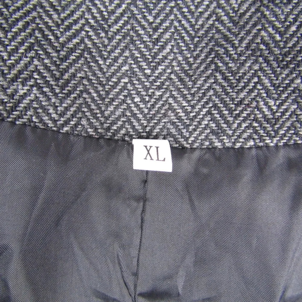 Herringbone Waistcoat Vest Mens XL Gray Tweed Cinch Back Formal Wedding